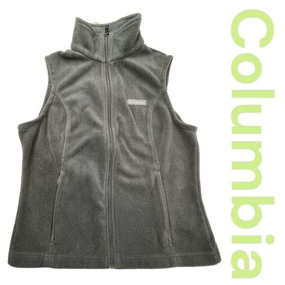 Columbia Women's Fleece Stand-Up Collared Full Zip Thermal Vest Gray Size Medium - Picture 1 of 7